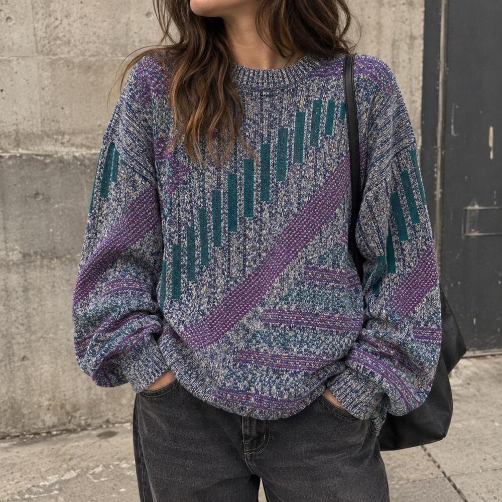 Vintage Zeppelin 80s 90s Abstract Geometric Knit Sweater